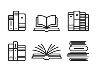 Elegant Books Collection Symbol Minimal Line Art Illustration