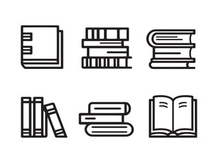 Elegant Books Icon Collection Minimal Line Art Vector