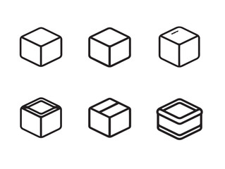 Clean Box Icon Set Minimal Line Art Vector