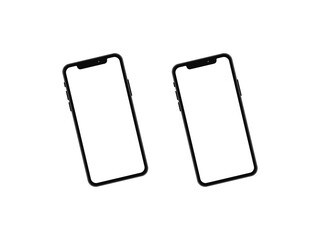 Realistic smartphone mockup showing front view of a mobile device in 3D with isolated white background for UI, web design, app preview or presentation purposes