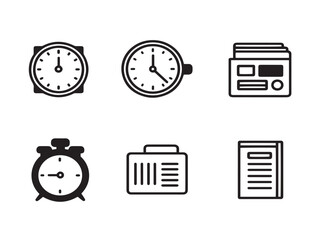 Professional Business Time Collection Clean Line Art Vector