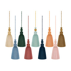 Minimal Flat Vector Tassel Set, Transparent Background