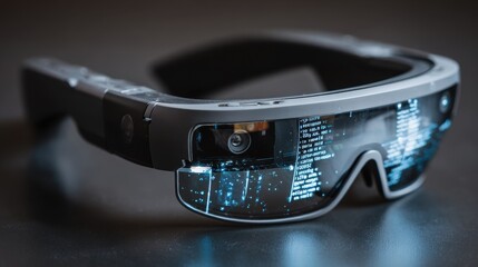 Futuristic augmented reality glasses projecting holographic shopping experience seamlessly merging digital and physical worlds
