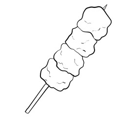 Simple and realistic line drawing of yakitori