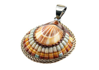 Pueblo shell pendant isolated on white background