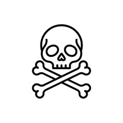 Simple line art skull and crossbones symbol