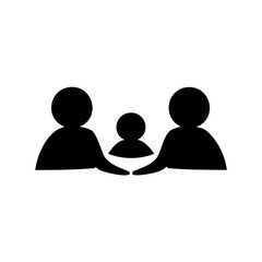 Icon depicting a family of three, two adults and a child