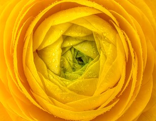 Close Up of a Bright Yellow Ranunculus Flower.