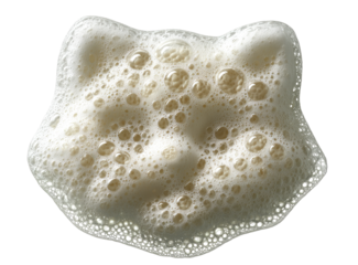 Frothy foam shaped like a raccoon's head