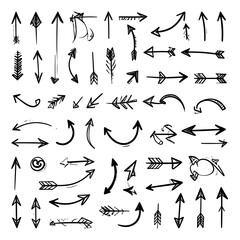 Collection of hand-drawn arrows in various styles