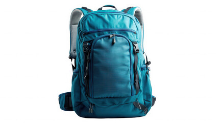 Naklejka premium Teal hiking backpack isolated on transparent background for outdoor activities