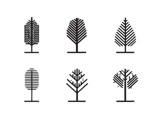 Modern Tree Chart Symbol Six Icons Outline Vector