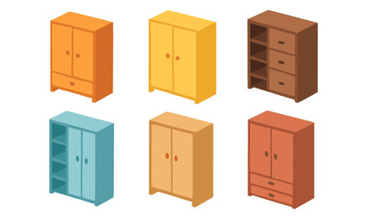 Colorful isometric wardrobe collection for interior design projects