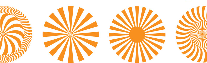 Abstract Orange and White Radial Patterns and Optical Illusions