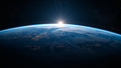 Obraz premium Sunrise over Earth A Celestial View