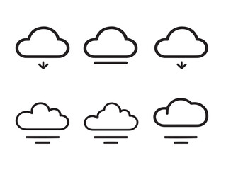 Modern Cloud Download Icon Creative Minimal Line Art Illustration