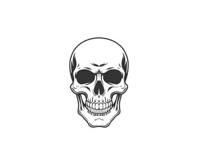 black skull silhouette in white background