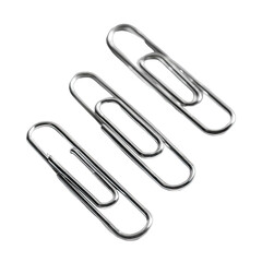 Three metal paperclips in diagonal arrangement on black