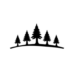 Obraz premium Black silhouette of a group of trees forming an elegant forest landscape