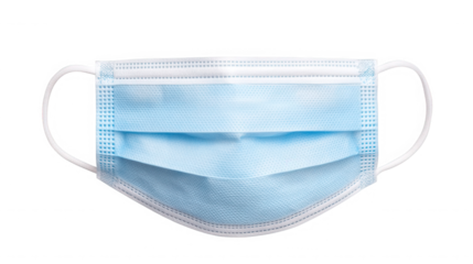 Surgical mask isolated on transparent background to prevent spread of viruses