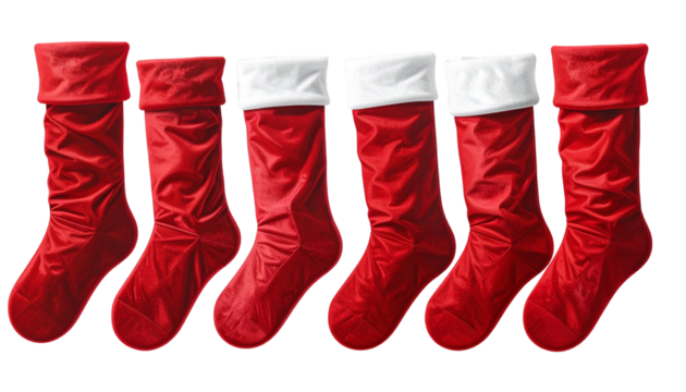 Top-Down View of Red Christmas Stocking, Transparent PNG
