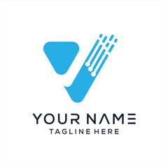 Obraz premium Vector template for V Technology logo design. The initial letter V with an AI technology vector logo design concept. A logo symbol representing advanced technology, new technology.