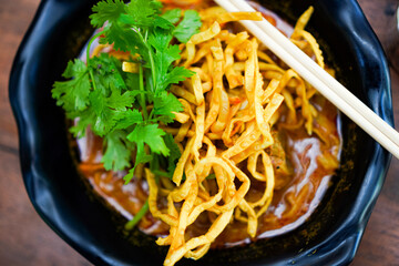 Closeup of Khao Soi Curry Noodles