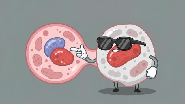Animated character demonstrates how cells divide and replicate in a clear and entertaining manner