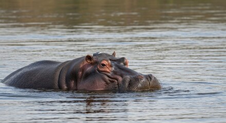 Hippopotamus in tranquil water