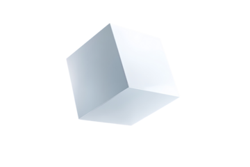 3D white cube, slightly angled, on black background