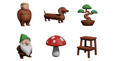 Fototapeta premium Vector art of assortment of whimsical figures and objects