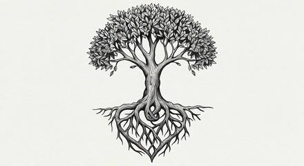 Tree of Life with Heart Roots Graphic