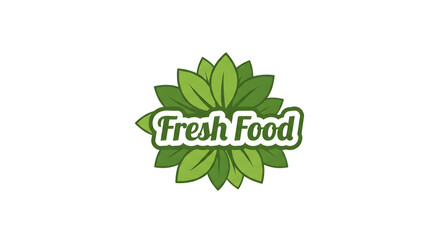 Fresh Food Logo with Green Leaves and Bold Text on White Background