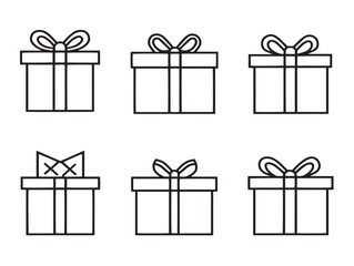 Creative Gift Six Icons Outline Minimalist Vector Design Illustration