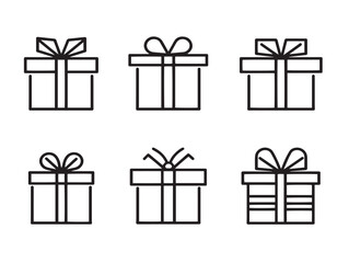 Elegant Gift Symbol Icon Set Modern Line Art Collection