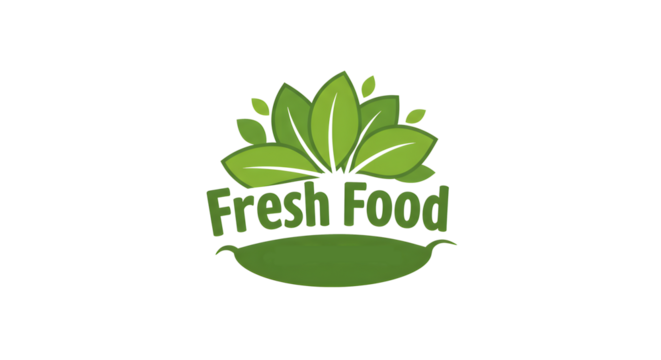 Fresh Food Green Leaf Logo with Plant Design and Bold Text for Organic Market or Grocery Store