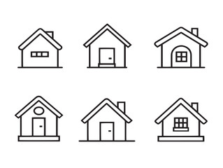 Creative Home Six Icons Outline Minimalist Vector Illustration Design