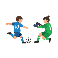 Fototapeta premium Children Playing Soccer at School Yard Flat Design