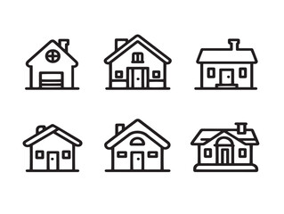 Elegant Home Symbol Icon Set Clean Line Art Vector Design Collection