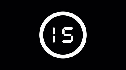 20 Second Digital Countdown Timer on Black Background - Powered by Adobe