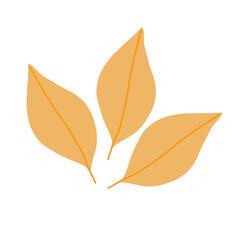 Group of Stylized depiction of three autumn leaves