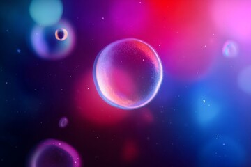 Vibrant colorful soap bubbles floating in abstract dreamy atmosphere