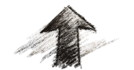 Hand-drawn upward arrow with textured background
