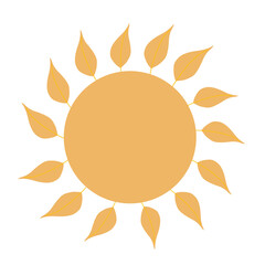 A symbolic representation of the sun surrounded by orange leaves Illustration art, stylish Sun.