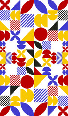 Seamless pattern with abstract Bauhaus Mid-century geometric shapes