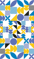 Seamless pattern with abstract Bauhaus Mid-century geometric shapes