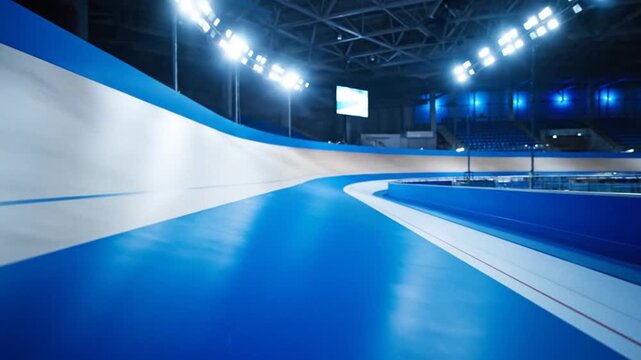 Dramatic Dolly Zoom Captures Glowing Indoor Speed Roller Skating Track