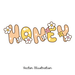Cute Honey Lettering Clipart Illustration