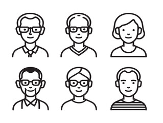 Mode Portrait Six Icons Minimalist Modern Clean Line Art Vector Design
