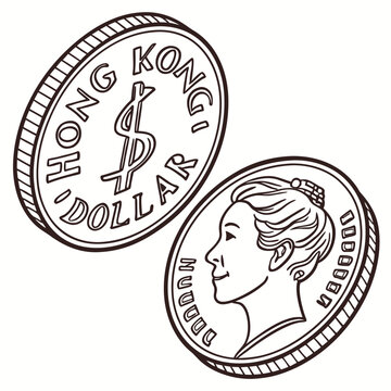 Hong Kong Dollar Coins Currency and Finance Illustration